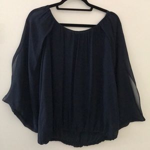 Navy blouse by Hinge